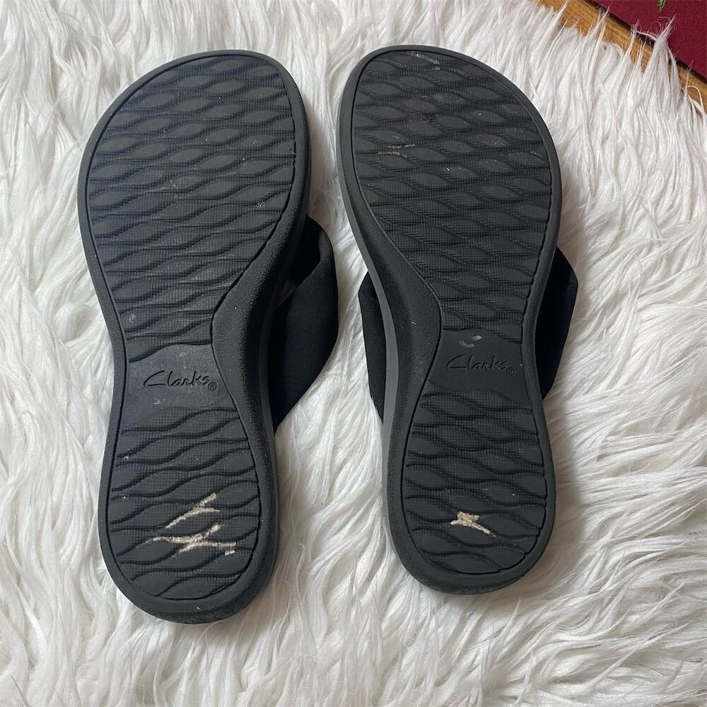 Clarks Women's Arla Glison Cloudsteppers Flip Flops Black Size 8 - Picture 4 of 8